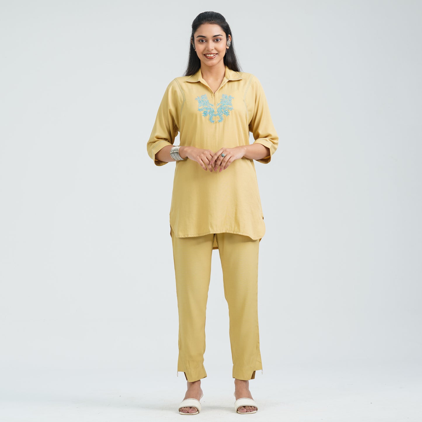 Women’s Yellow Embroidered Cotton Top