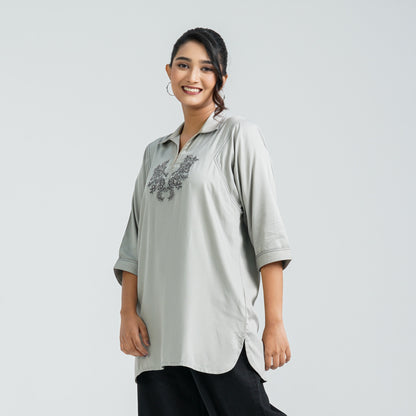 Women’s Ash Embroidered Cotton Top