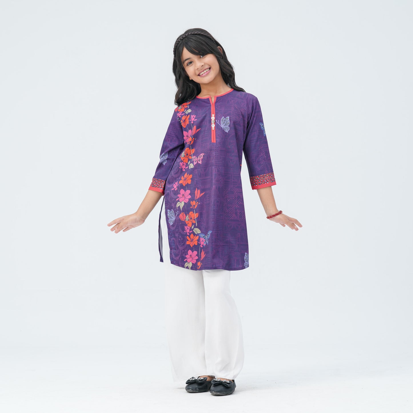 Girls Floral Silk Tunic