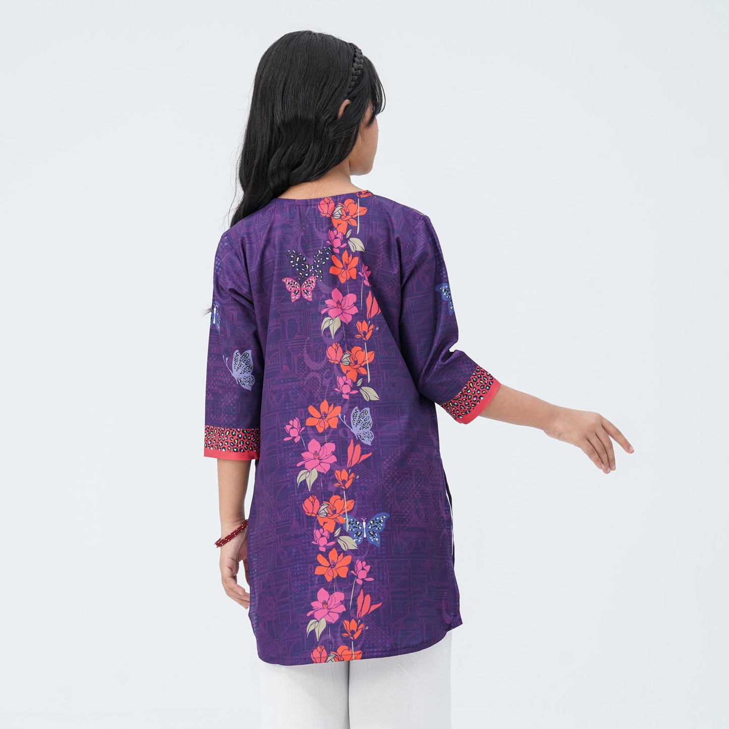 Girls Floral Silk Tunic