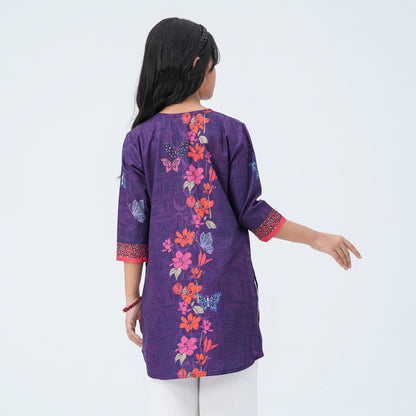 Girls Floral Silk Tunic