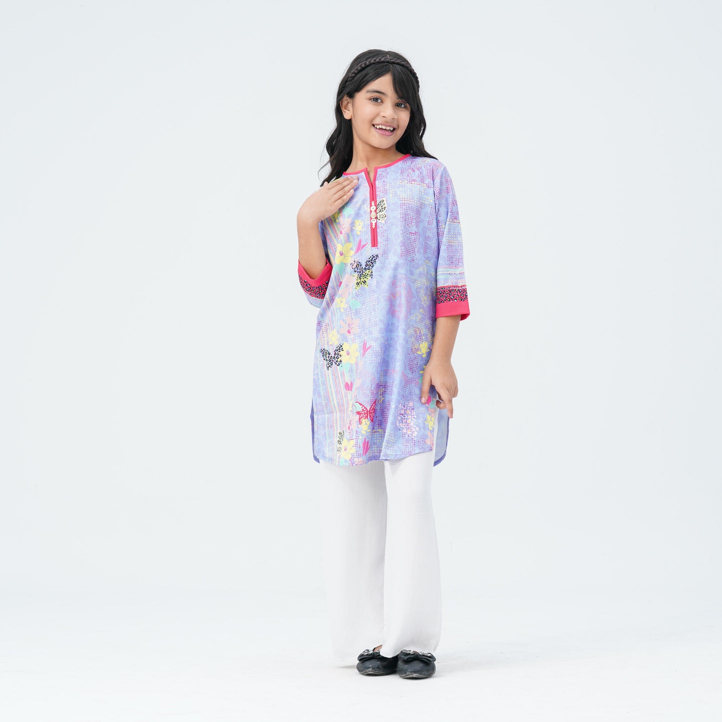 Girls Floral Silk Tunic