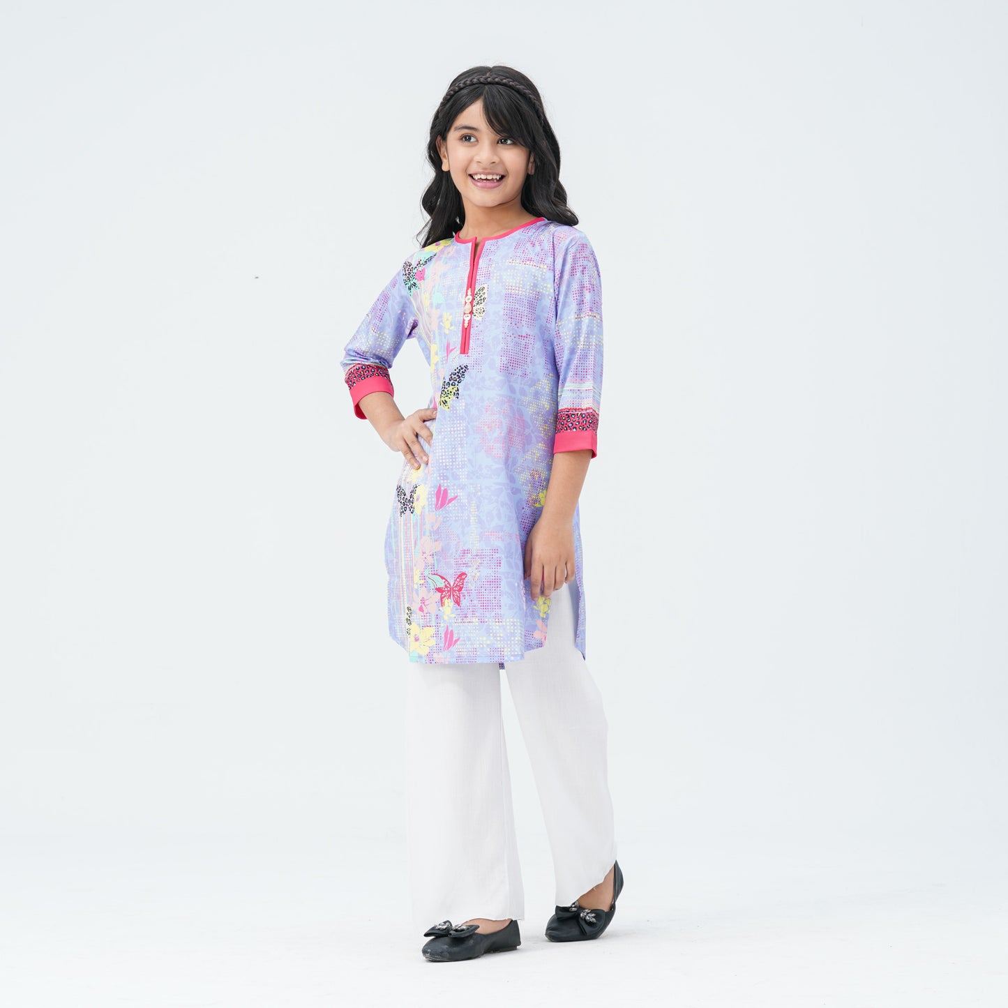 Girls Floral Silk Tunic