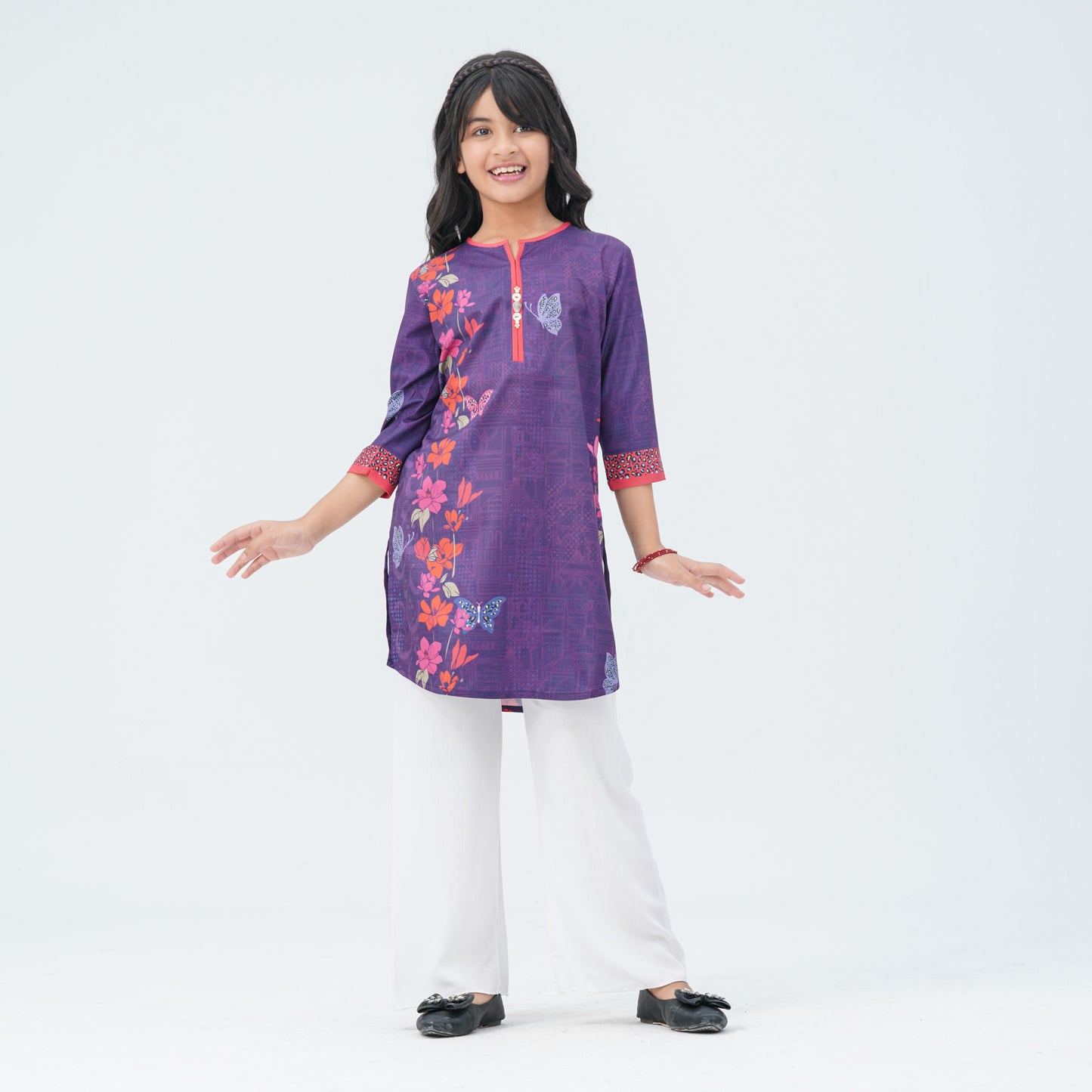 Girls Floral Silk Tunic