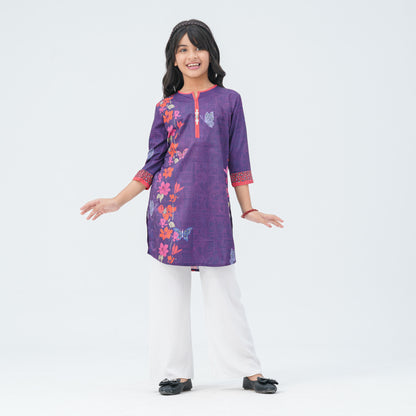 Girls Floral Silk Tunic