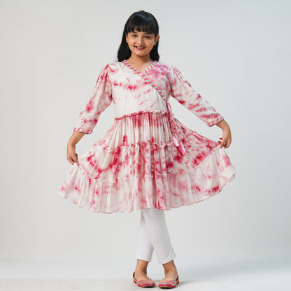 Teen Girls Pink Embroidered Frock