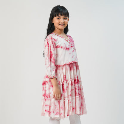 Teen Girls Pink Embroidered Frock