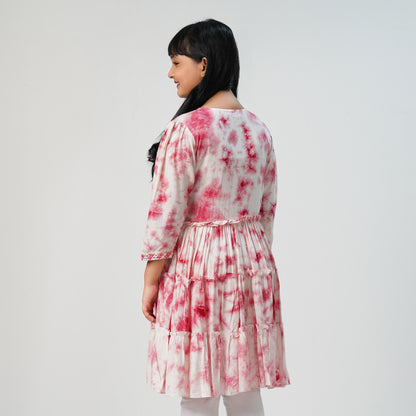 Teen Girls Pink Embroidered Frock