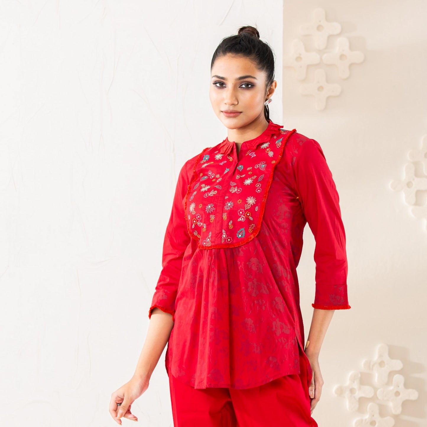 Womens Ethnic Tunic-Red