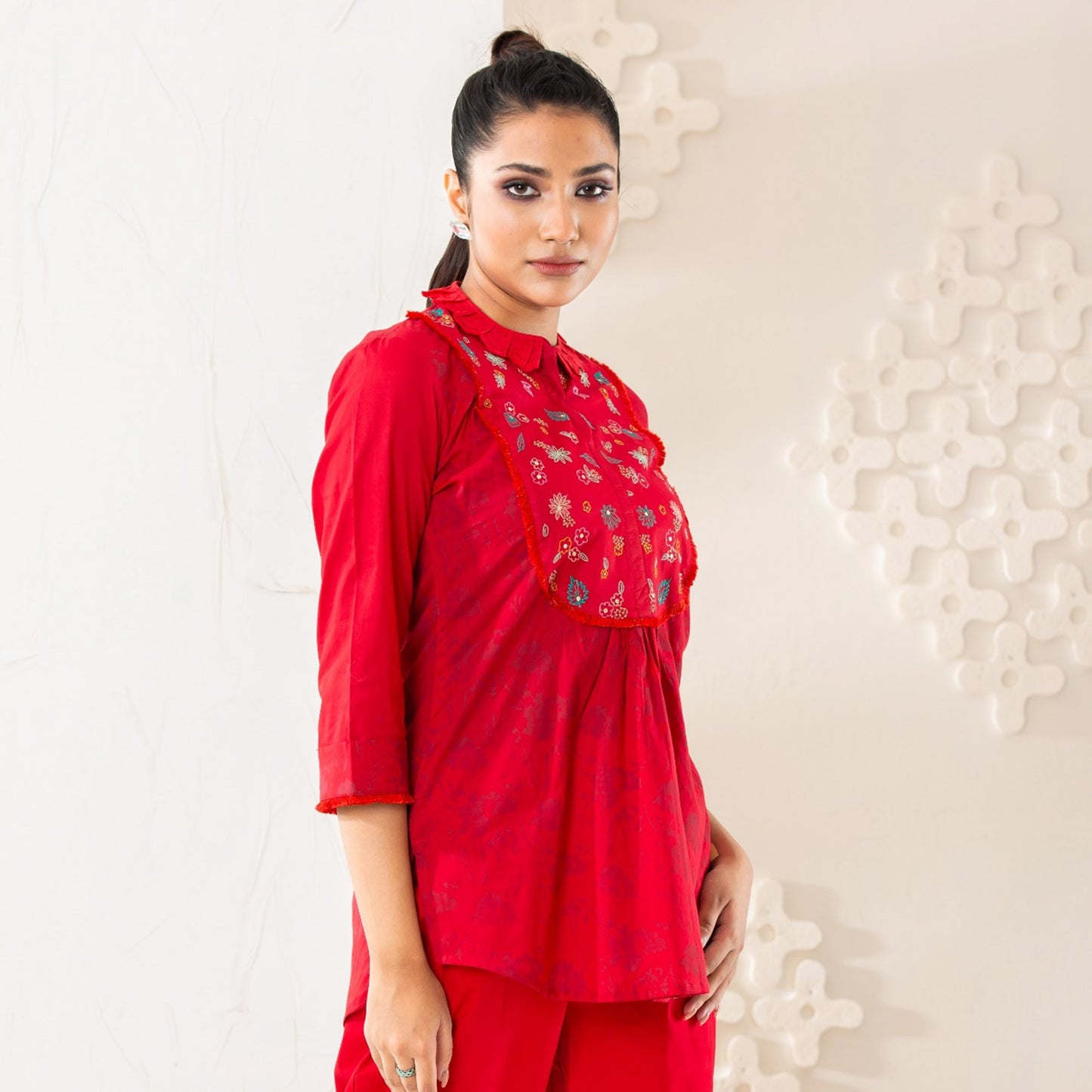 Womens Ethnic Tunic-Red