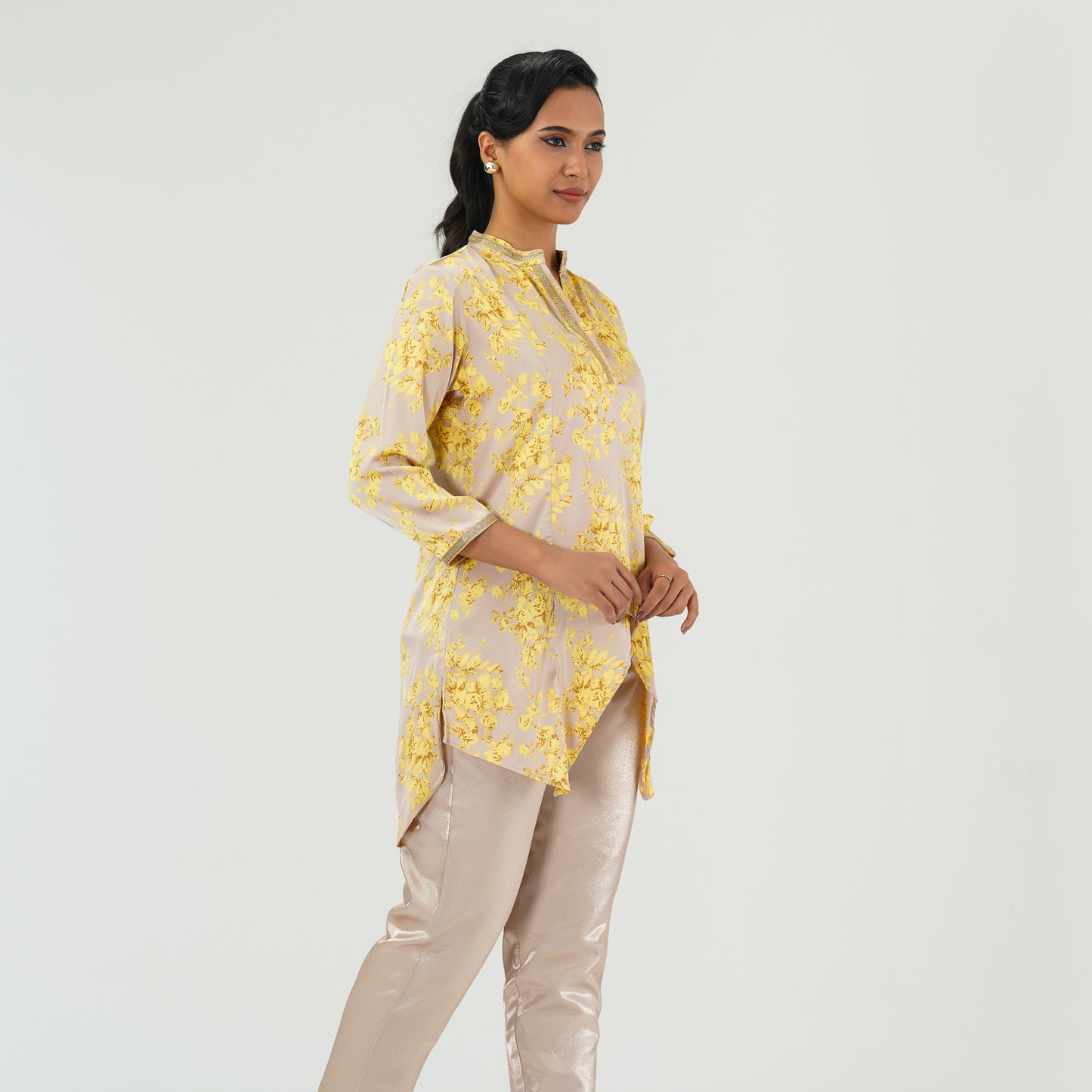 Womens Ethnic Beige Yellow Tunic