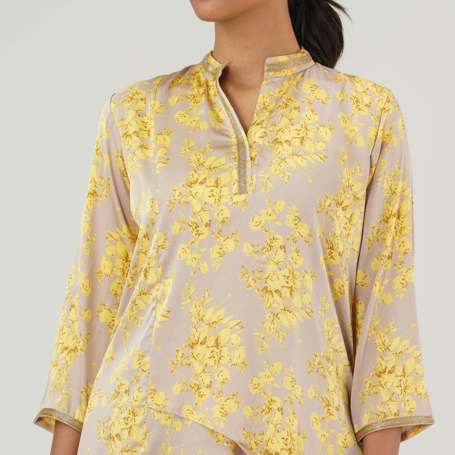 Womens Ethnic Beige Yellow Tunic