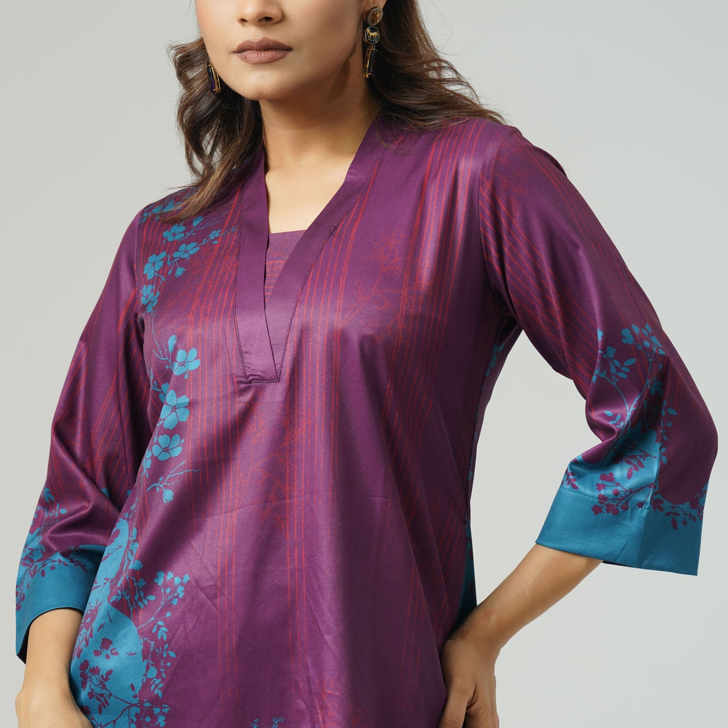 Womens Maroon Printed Tunic