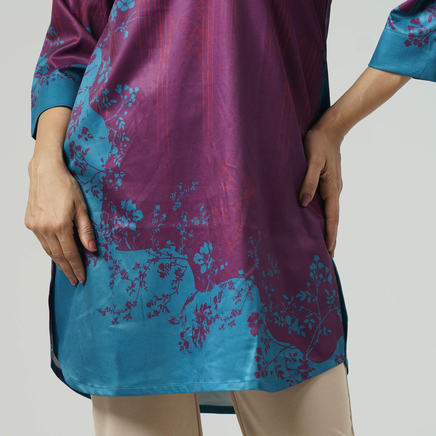 Womens Maroon Printed Tunic