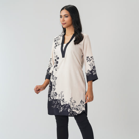 Womens Black & White Printed Tunic