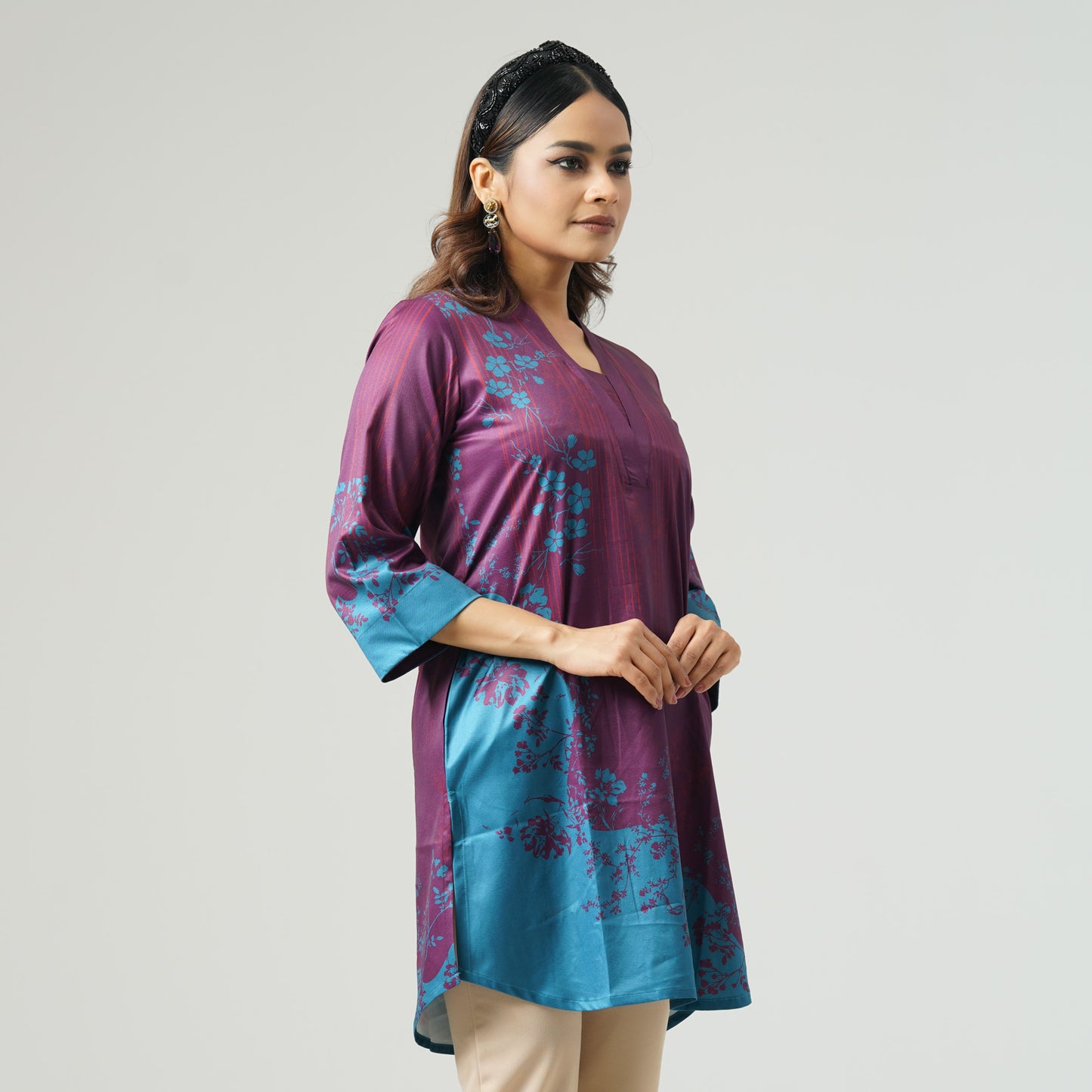 Womens Maroon Printed Tunic