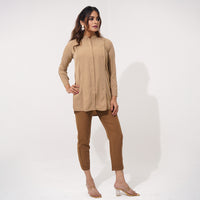 Women Khaki Ethnic Workwear Two Piece Set