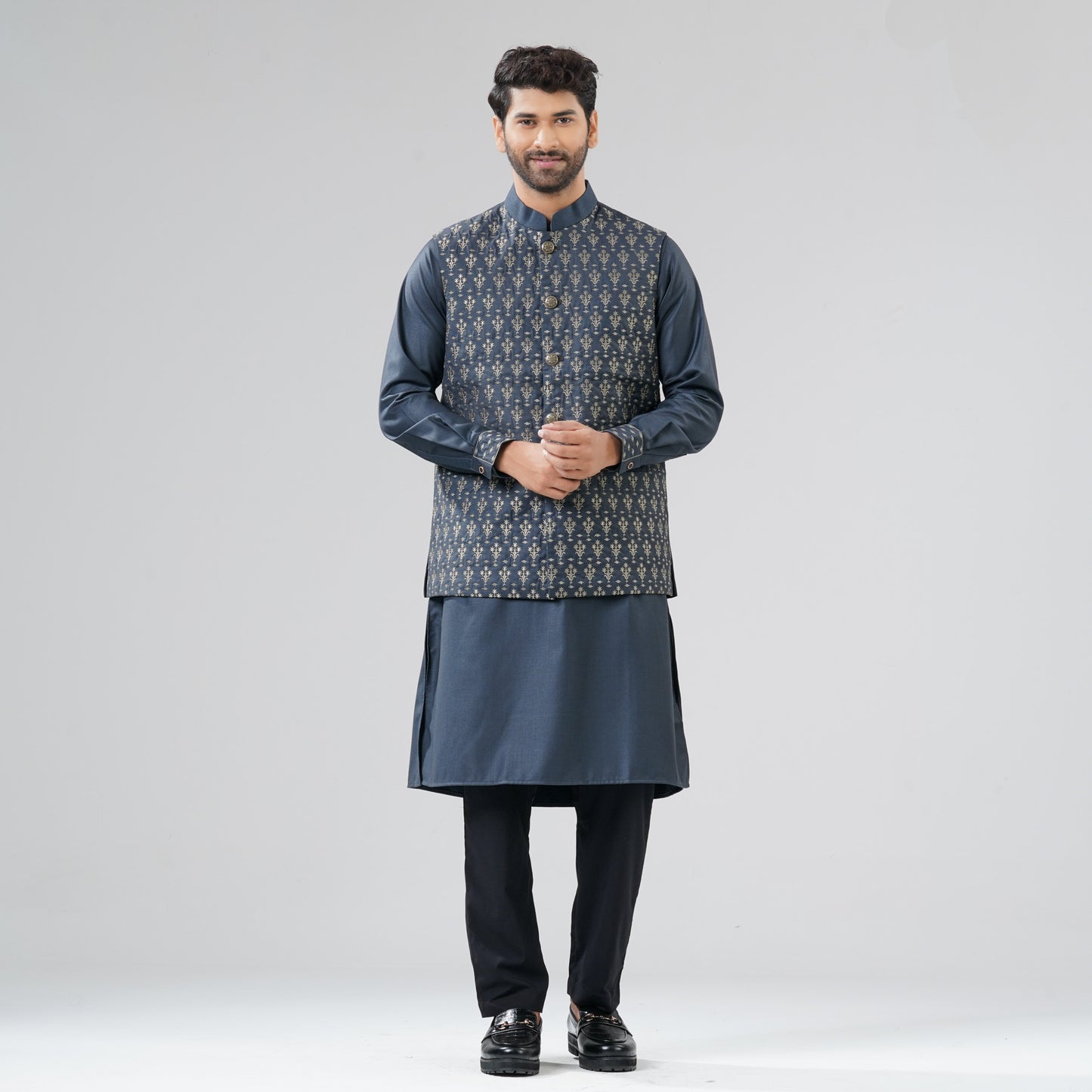 Mens Gray Ash Panjabi Set
