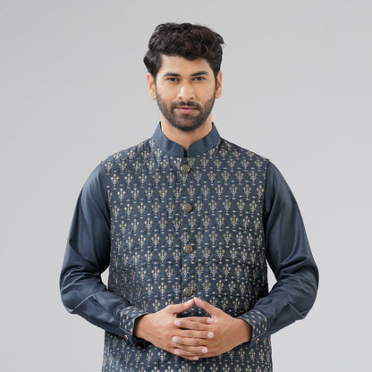 Mens Gray Ash Panjabi Set
