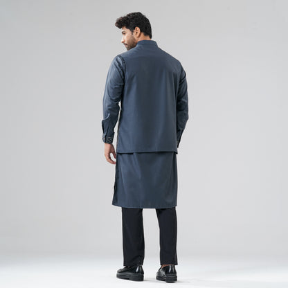 Mens Gray Ash Panjabi Set
