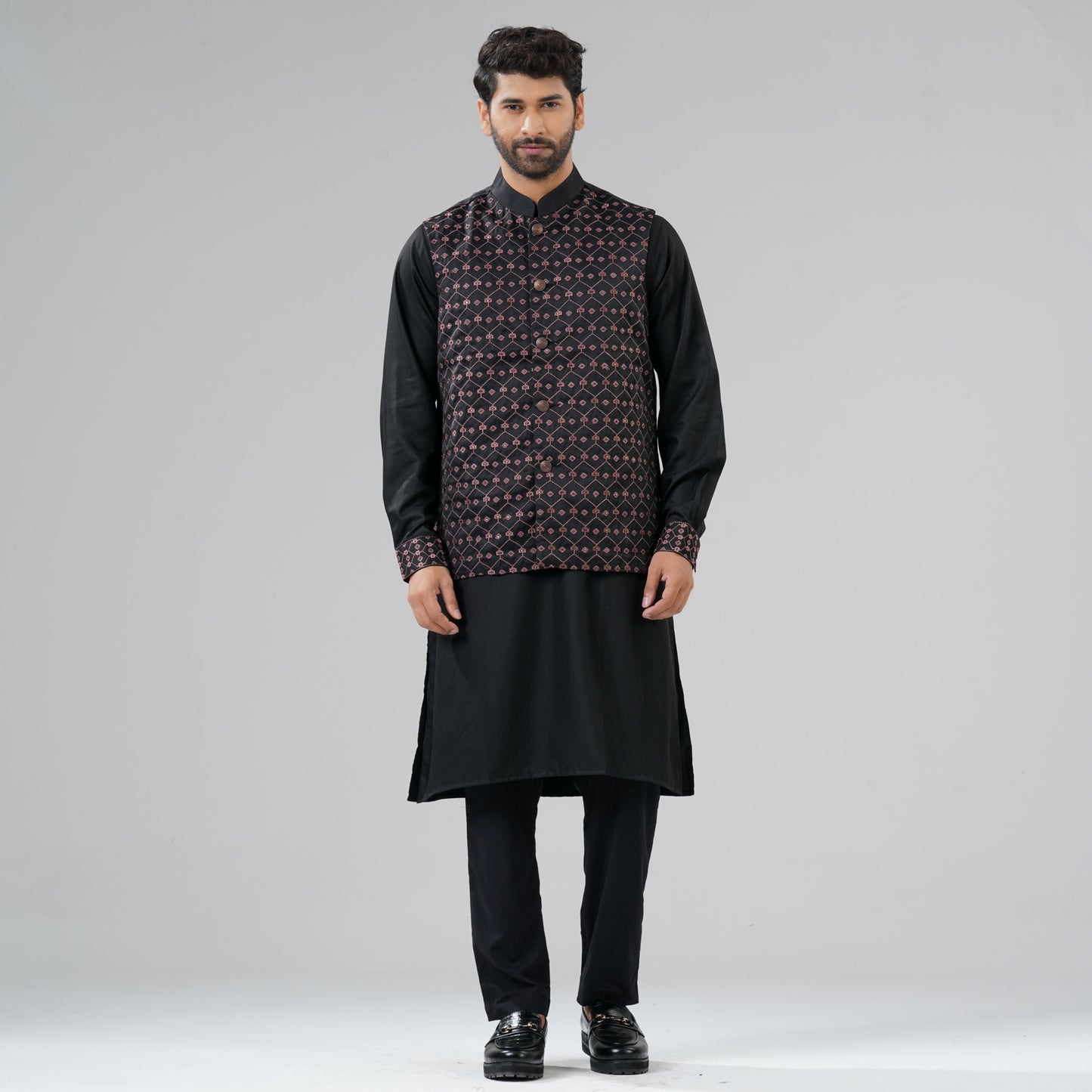 Men's Black Panjabi Set
