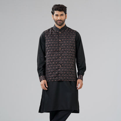 Men's Black Panjabi Set
