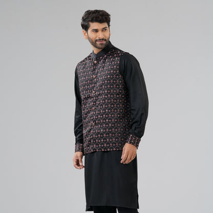 Men's Black Panjabi Set