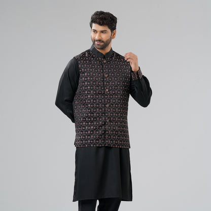 Men's Black Panjabi Set