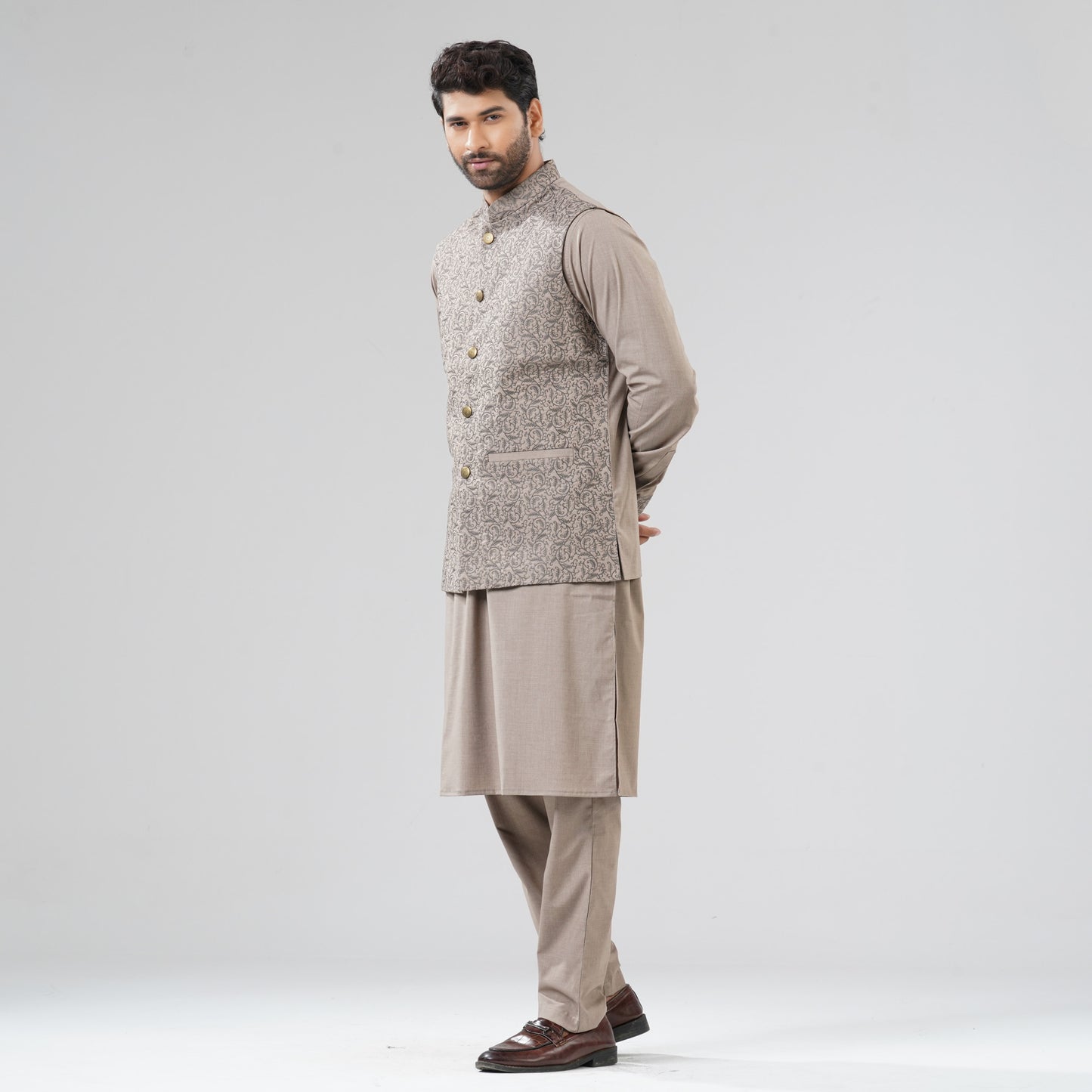 Mens Bronze Brown Panjabi Set