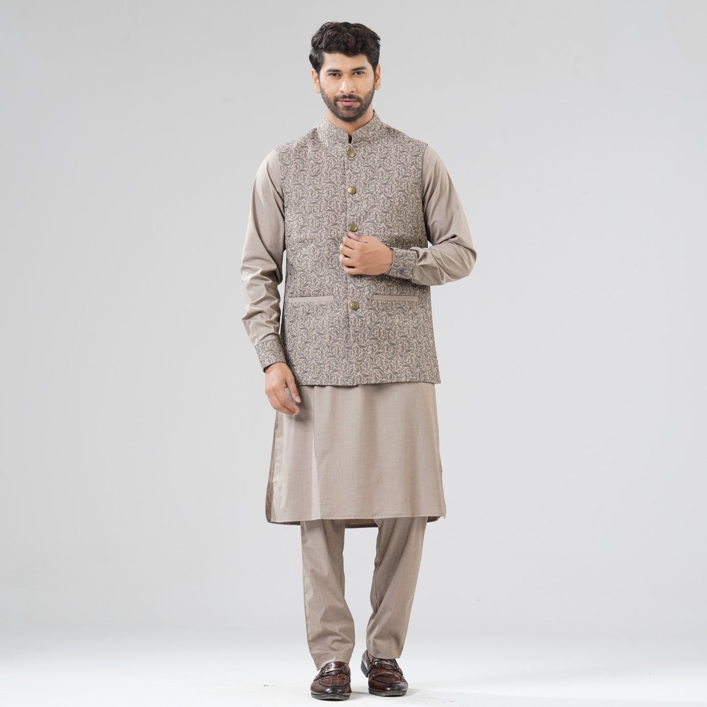 Mens Bronze Brown Panjabi Set