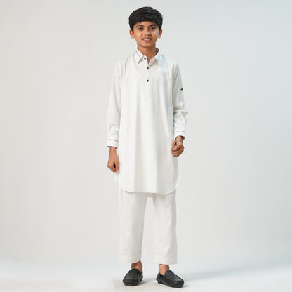 Boys White Basic Kabli