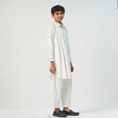 Boys White Basic Kabli