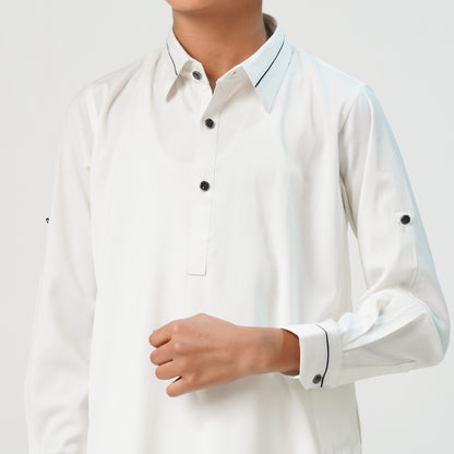 Boys White Basic Kabli