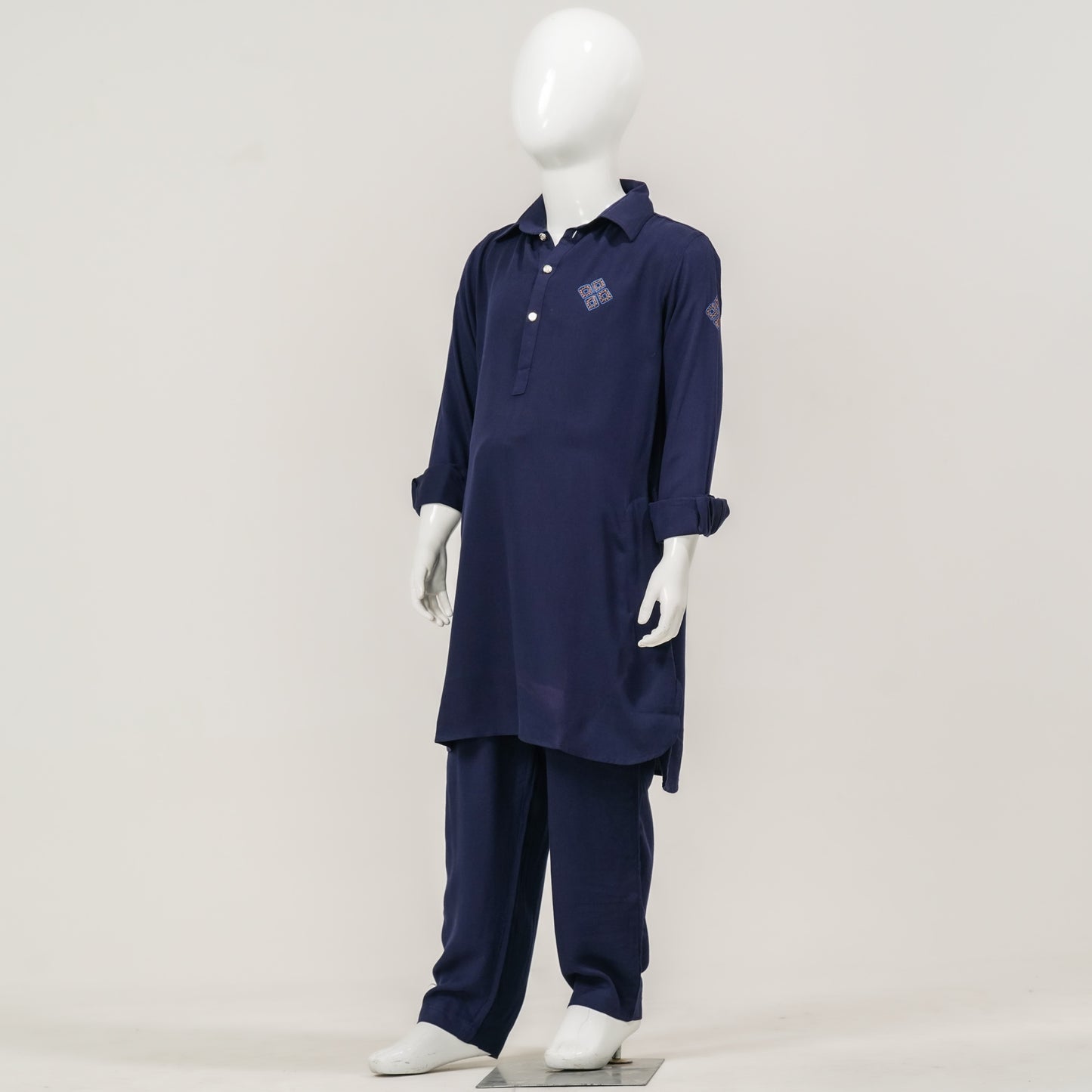 Boys Embroidery Blue Kabli