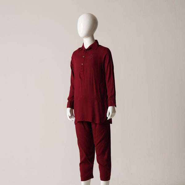 BOYS EMBROIDERY KABLI-MAROON