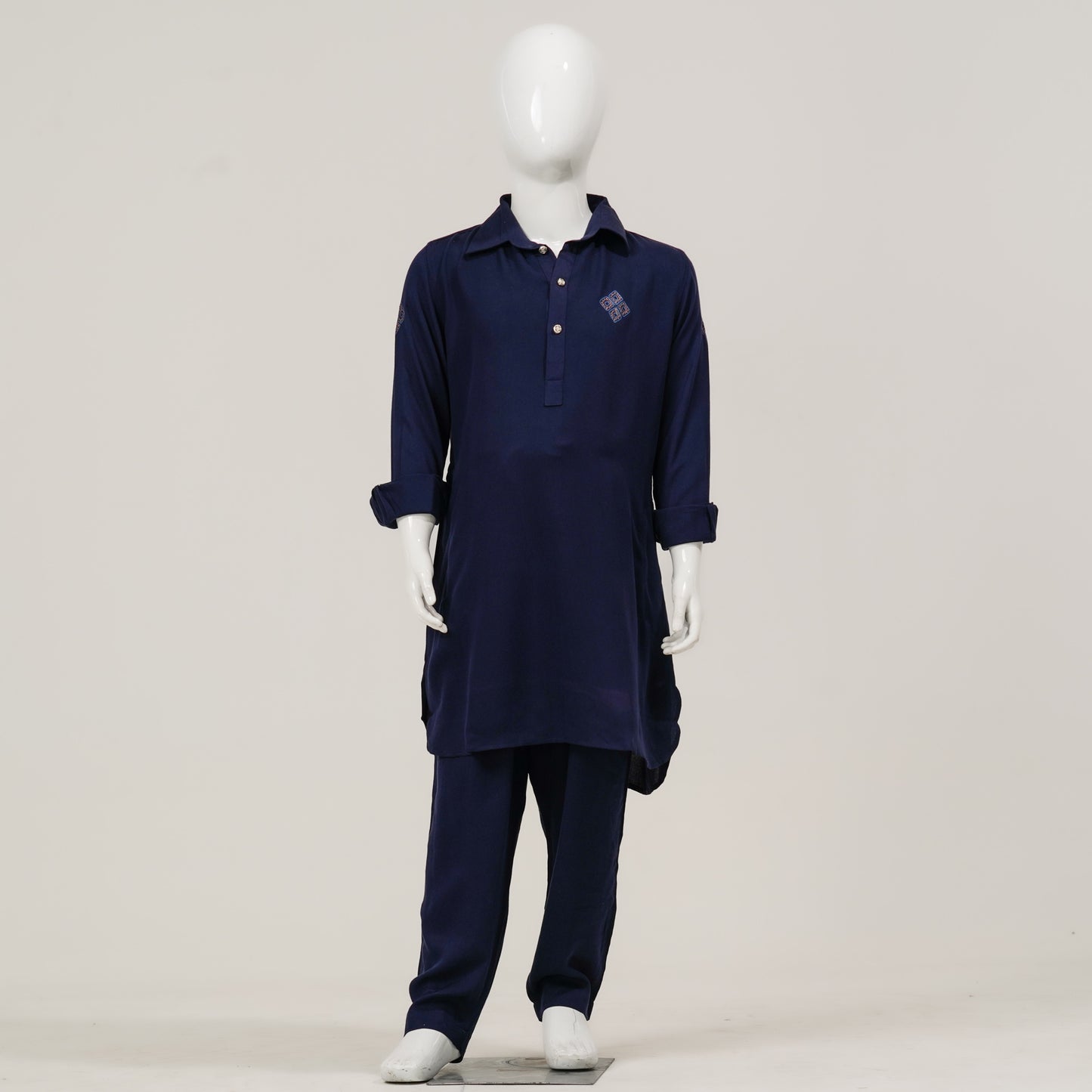 Boys Embroidery Blue Kabli