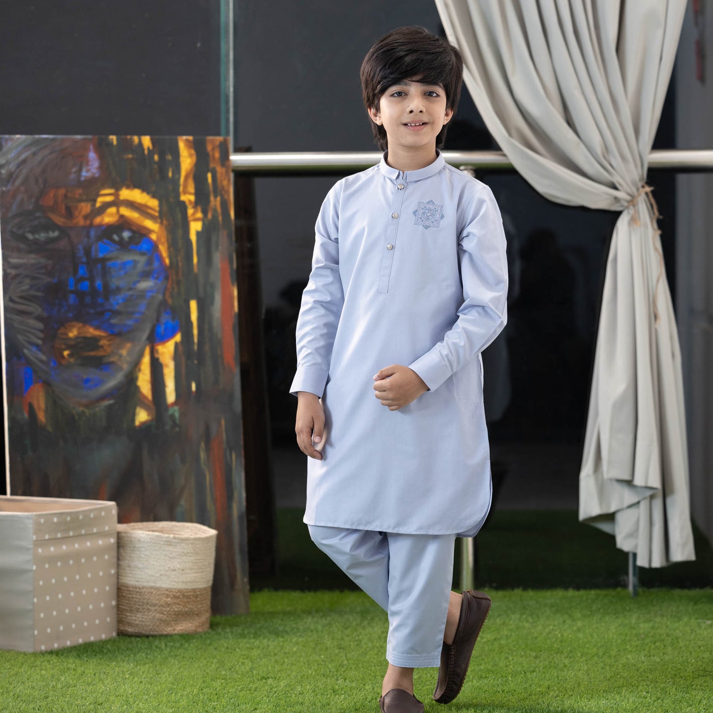 BOYS EMBROIDERY KABLI-LIGHT BLUE