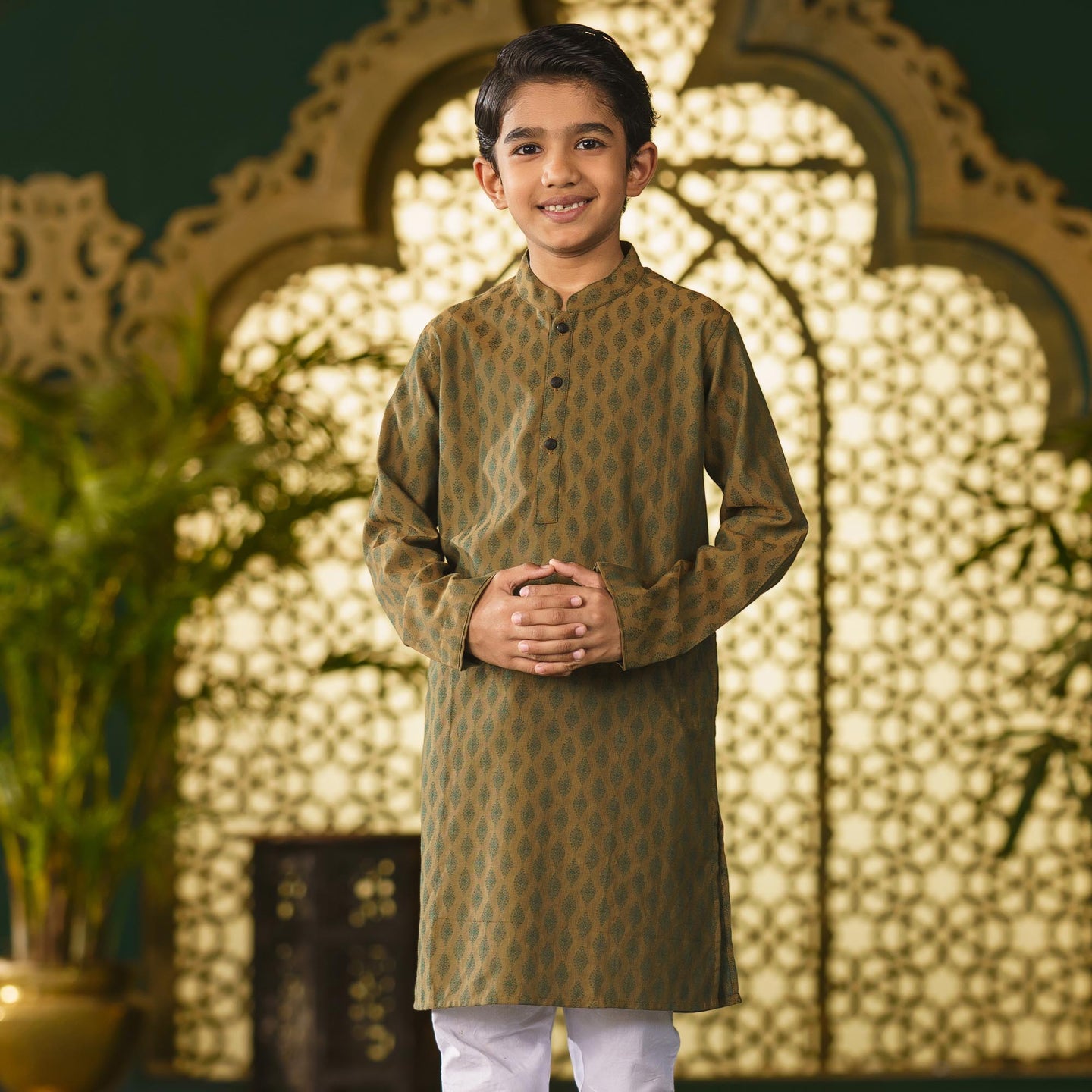 Boy's Olive-Green Panjabi