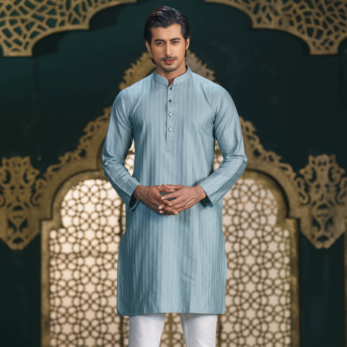 Men's Teal Basic Panjabi