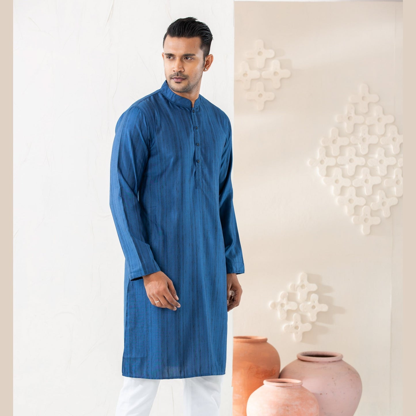 Mens Prussian Blue Panjabi