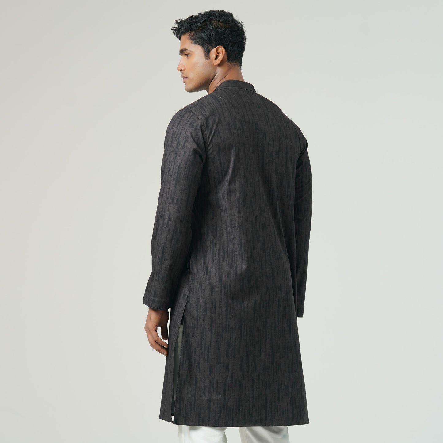 Mens Brown Black Slim Panjabi