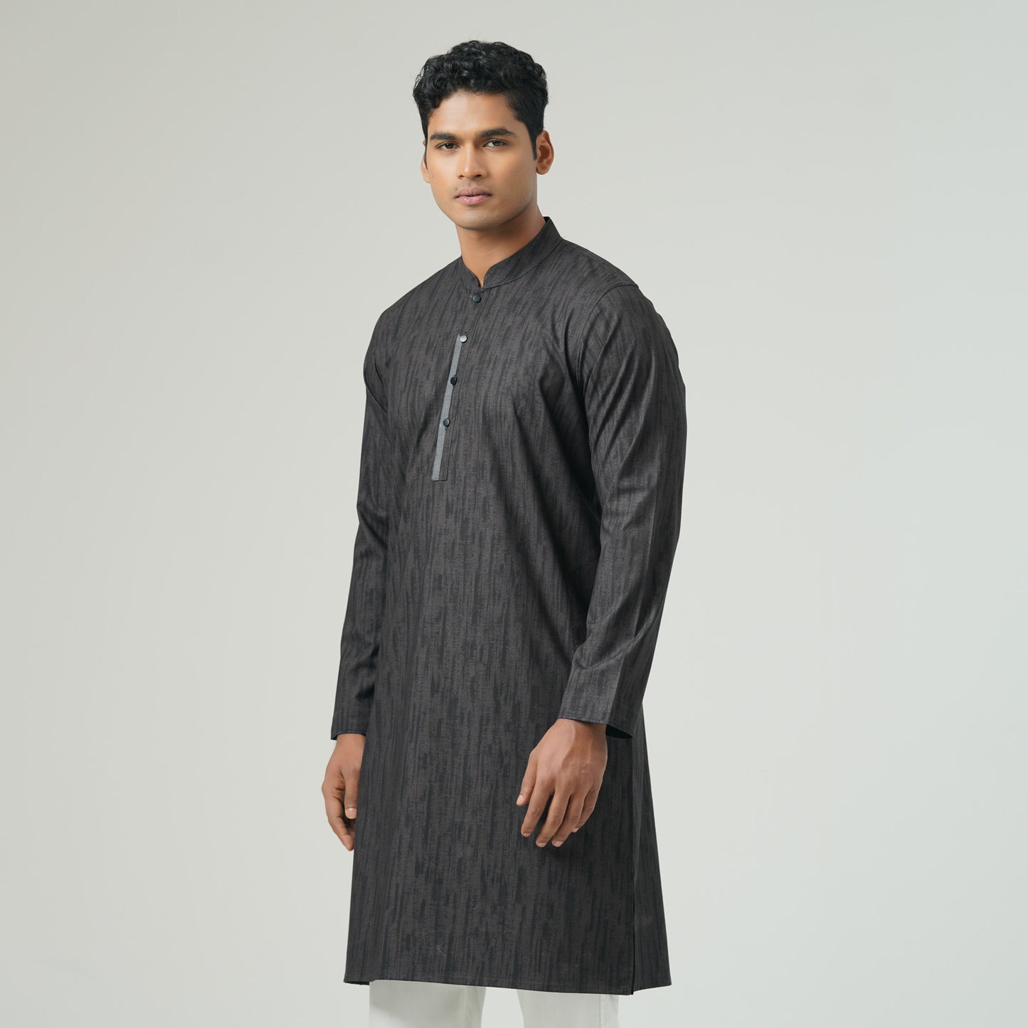 Mens Brown Black Slim Panjabi