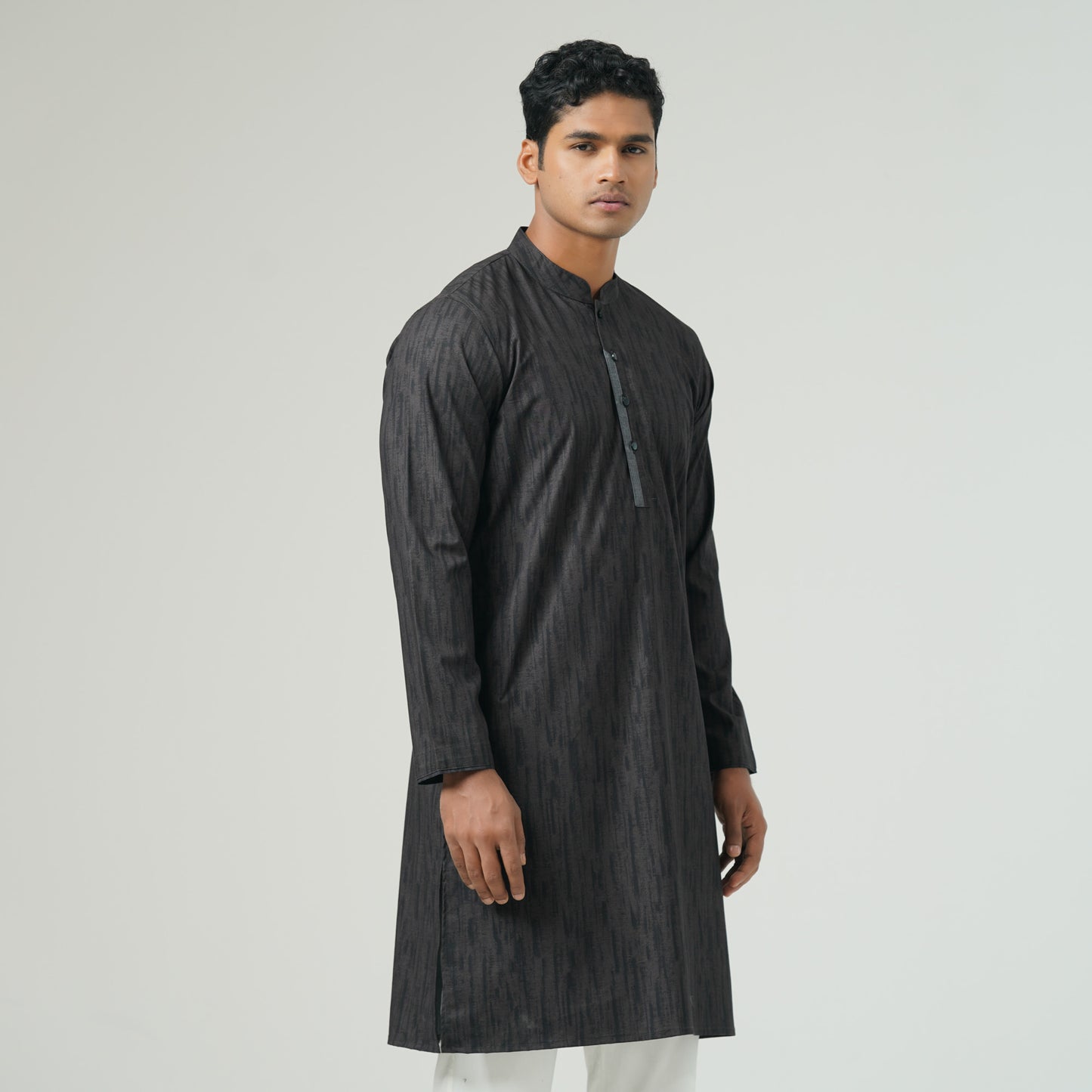 Mens Brown Black Slim Panjabi