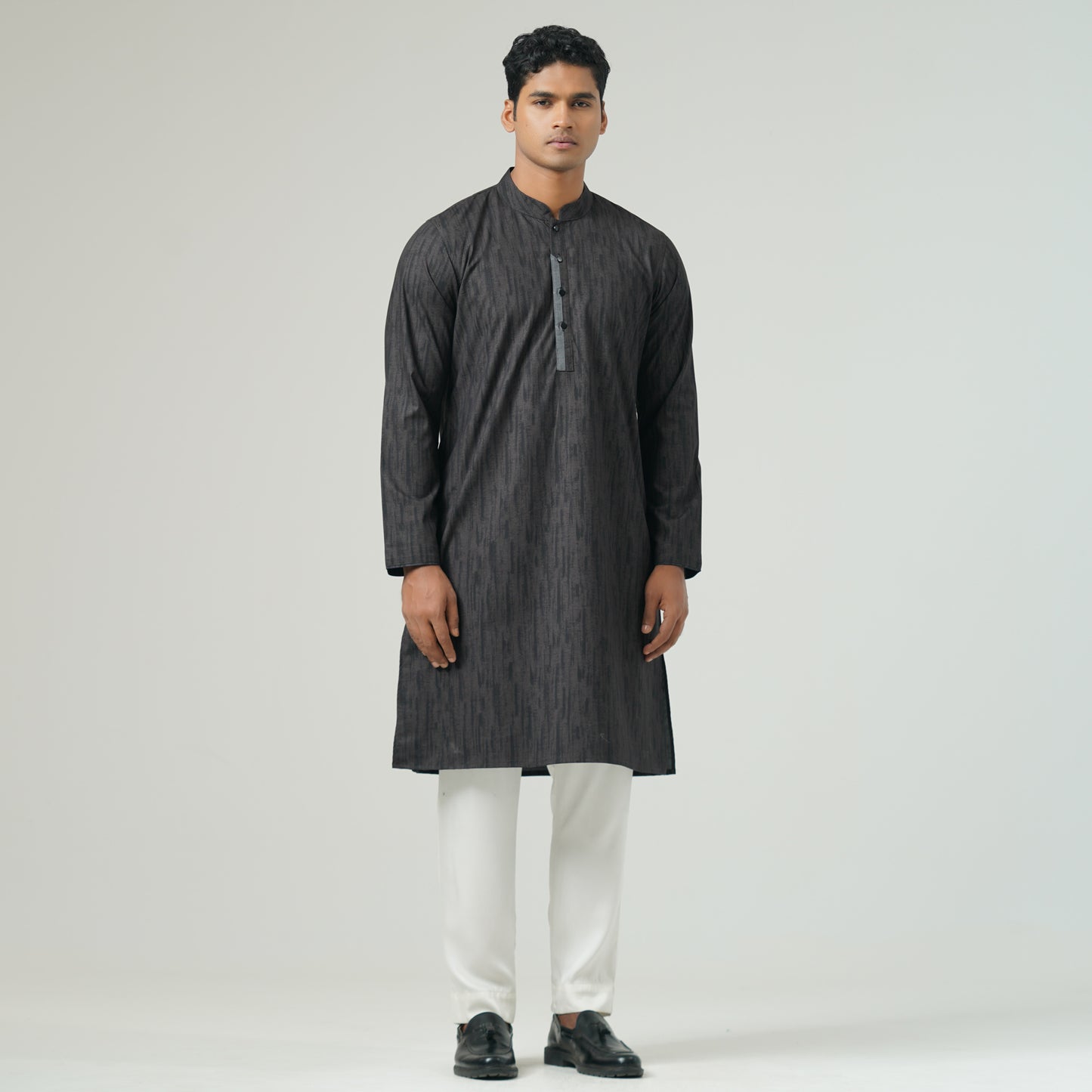 Mens Brown Black Slim Panjabi