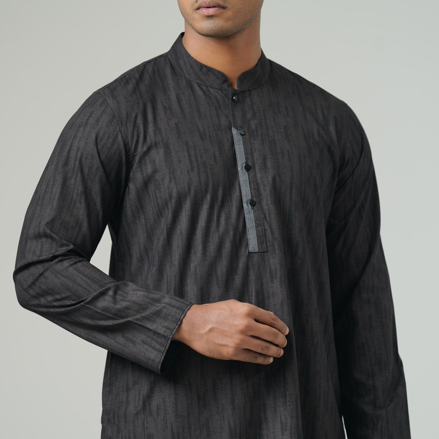 Mens Brown Black Slim Panjabi