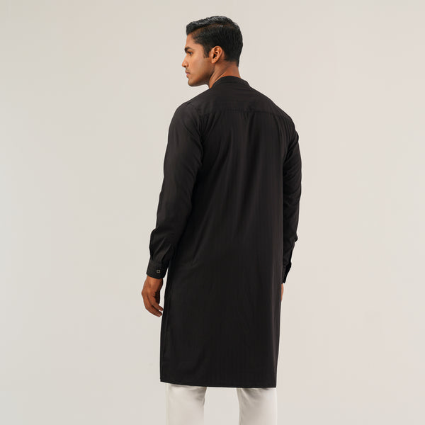 Mens Black Slim Panjabi