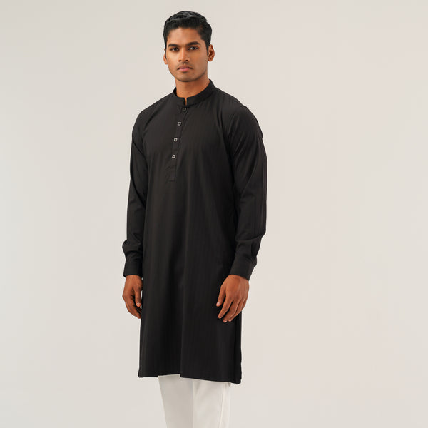 Mens Black Slim Panjabi