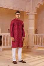 Load image into Gallery viewer, MENS EMBROIDERY PANJABI- MAROON

