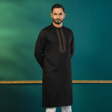 Load image into Gallery viewer, MENS EMBROIDERY PANJABI-BLACK
