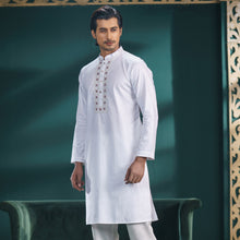 Load image into Gallery viewer, MENS EMBROIDERY PANJABI-WHITE
